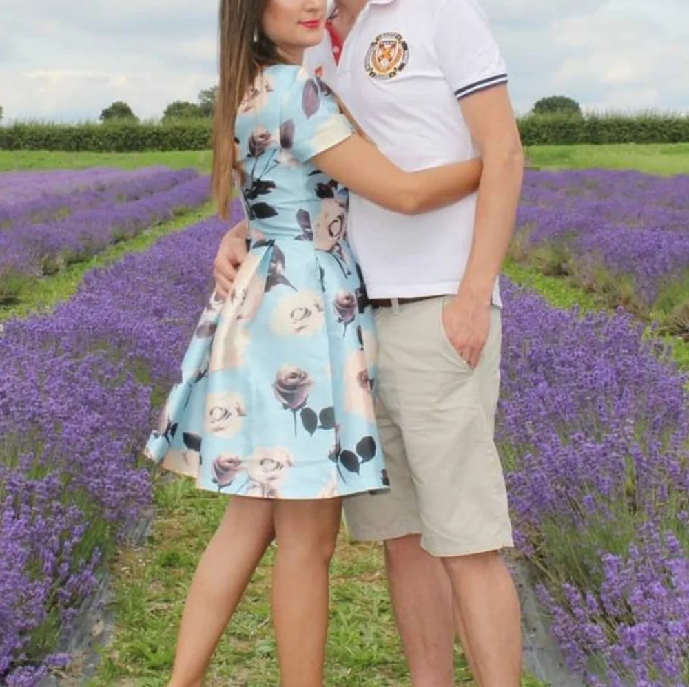 Chi Chi London Blue floral pleated party dress UK12/US8 - Picture 4 of 16